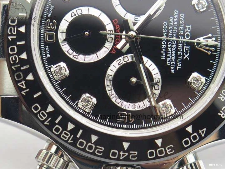 MiroTime 0316 SmartChoice Daytona 116519LN JH Best Edition Black Dial Crystal Markers On Rubber Strap A4130 (Free XS Rubber Strap) 3558